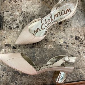 Sam Eldlemam leather sling back pumps